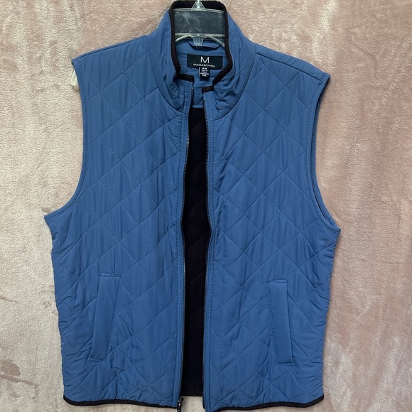 Magaschoni Men's Quilted Blue Zipper Vest Size Medium - Picture 4 of 11